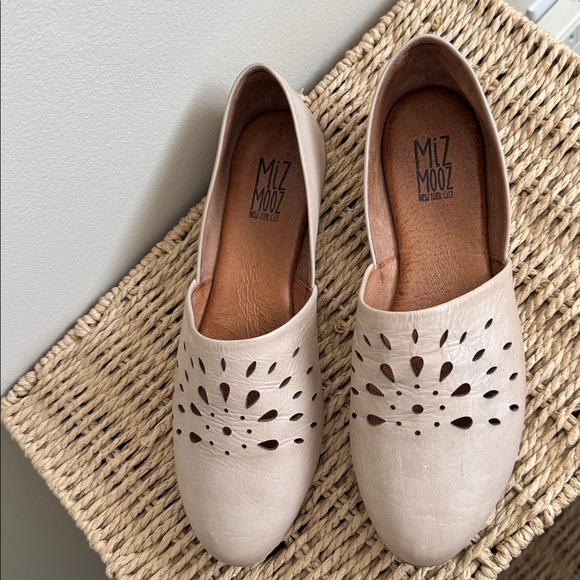 Miz Mooz Women's Beige Cutout Loafers - Picture 2 of 7